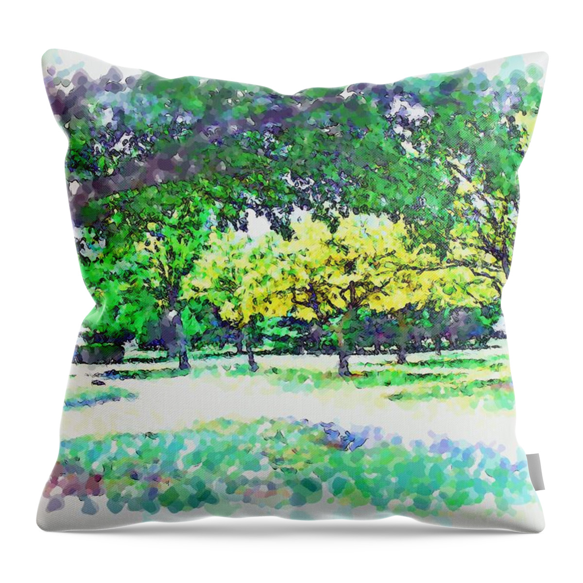 Park Throw Pillow featuring the mixed media Afternoon in the Park by Christopher Reed