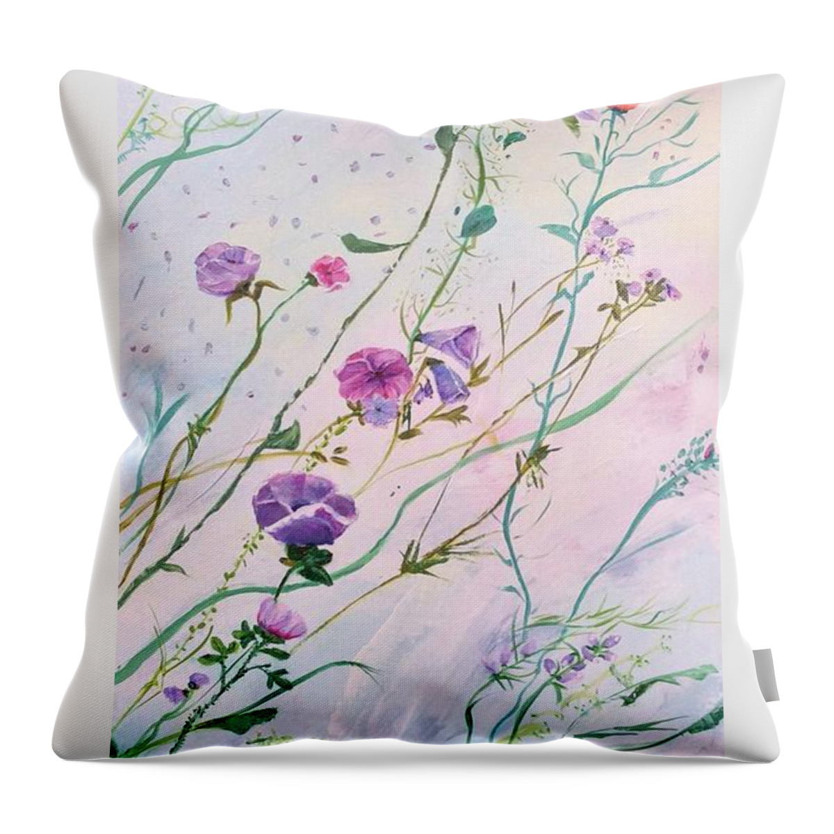 Flowers Throw Pillow featuring the painting Against All Odds III by Deborah Naves