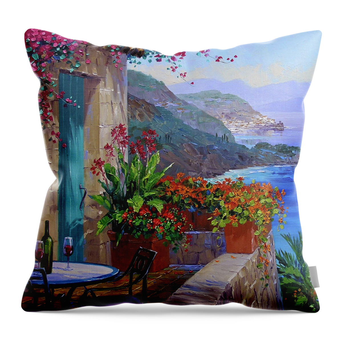 Amalfi Coast Throw Pillow featuring the painting Amalfi Splendor by Mikki Senkarik