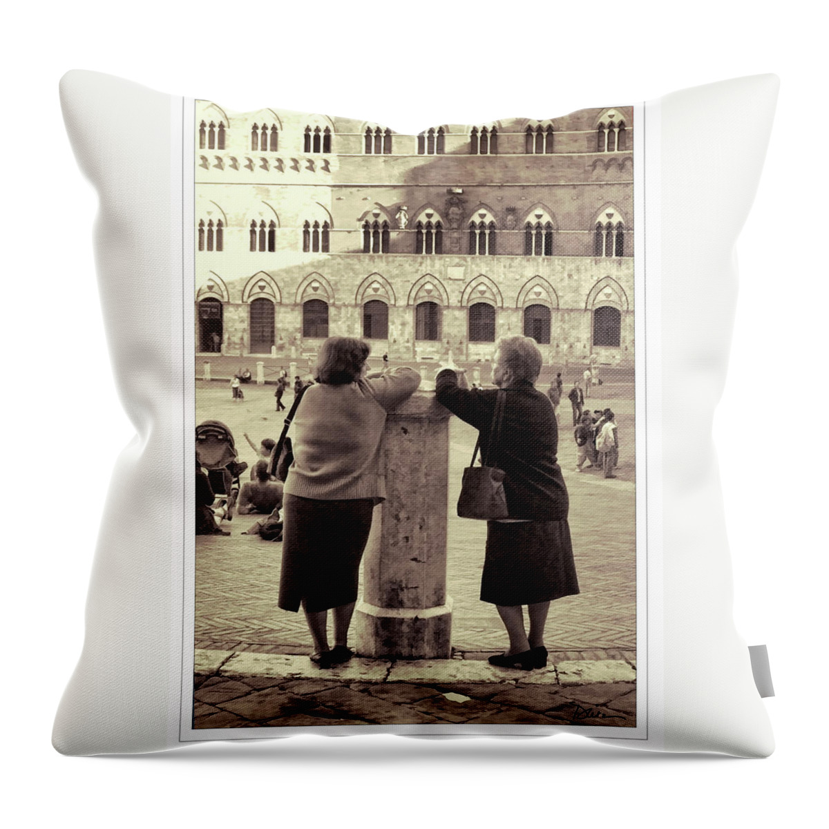 Two Women Throw Pillow featuring the photograph And So I Told Him by Peggy Dietz