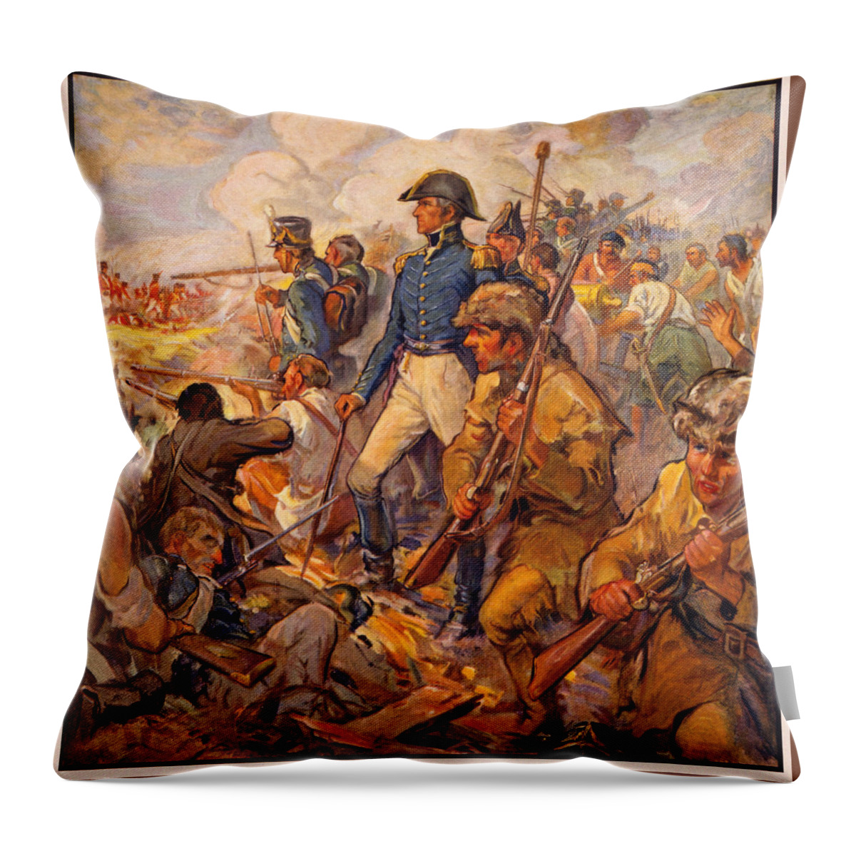 War Of 1812 Throw Pillow featuring the painting Andrew Jackson at the Battle of New Orleans by Frederick Coffay Yohn