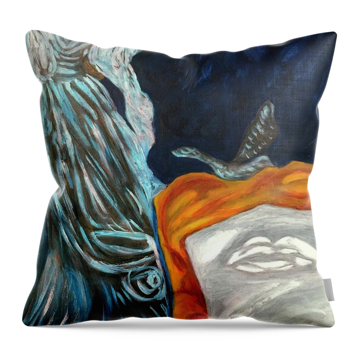 Peace Angel Blue .angel Throw Pillow featuring the painting Angel of Peace by Medge Jaspan