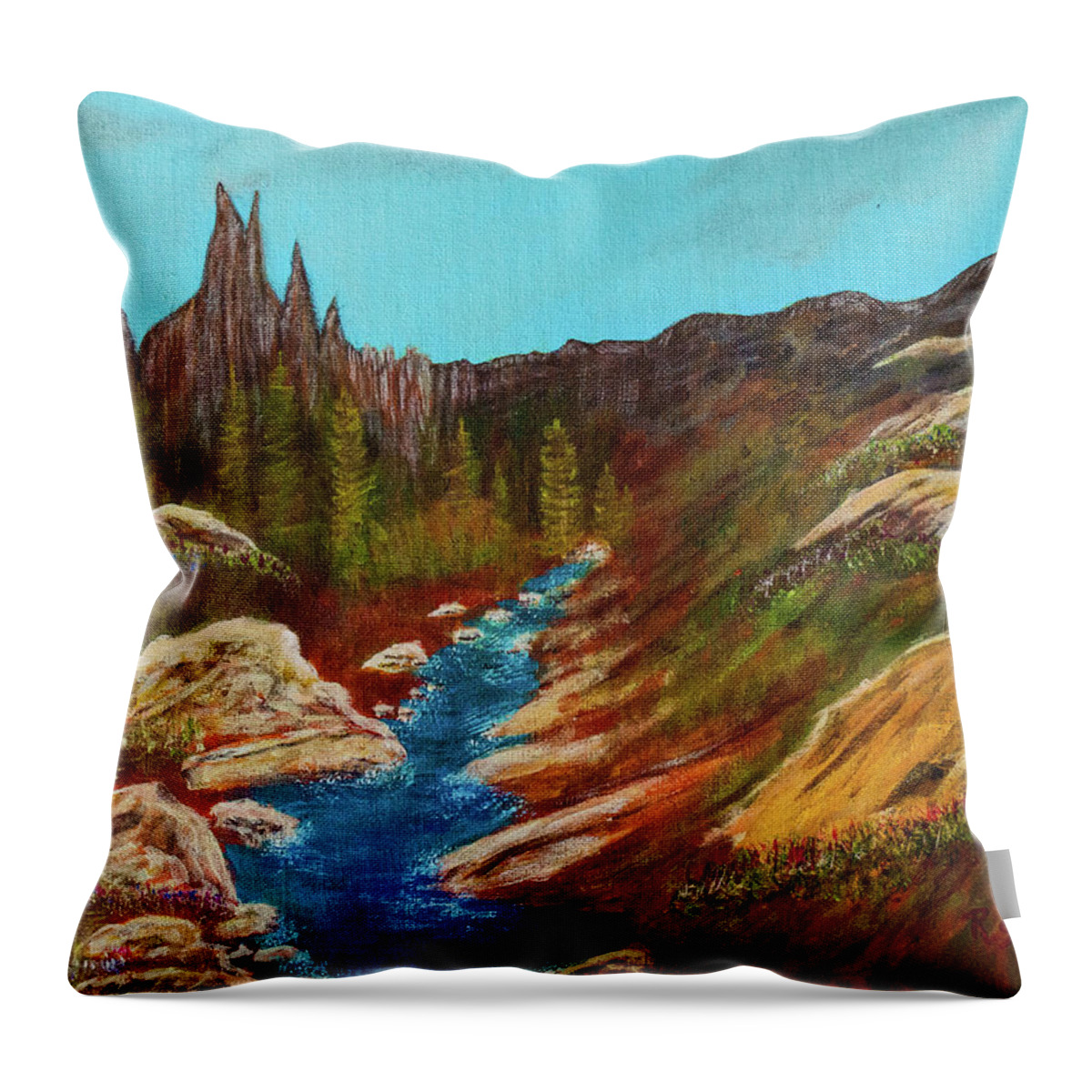 Ansel Throw Pillow featuring the painting Ansel Adams Wilderness by Randy Sylvia