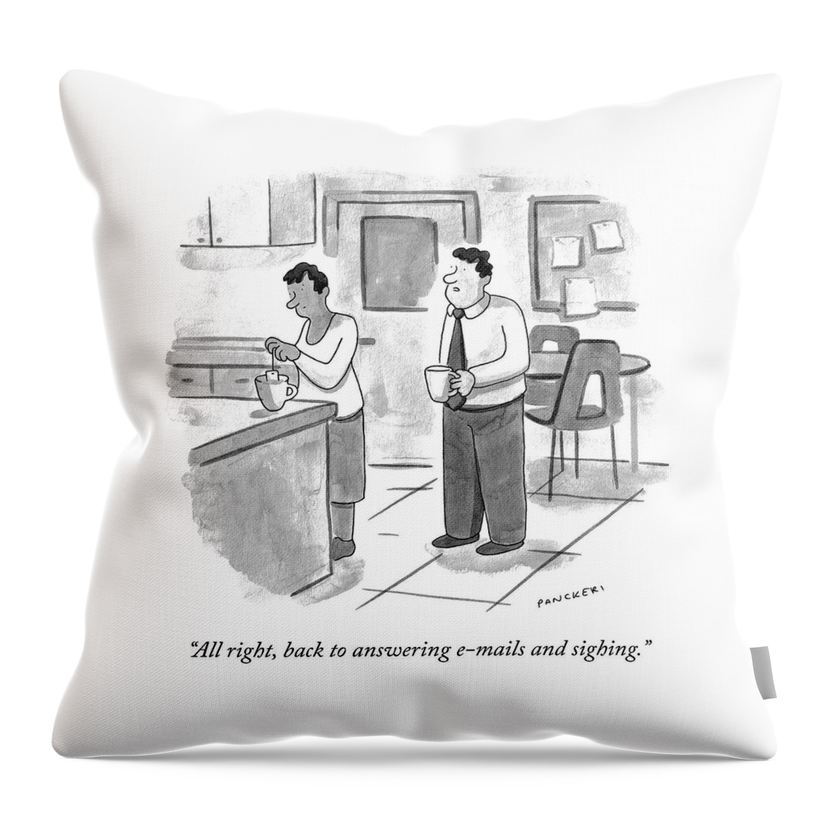Answering E-mails And Sighing Throw Pillow
