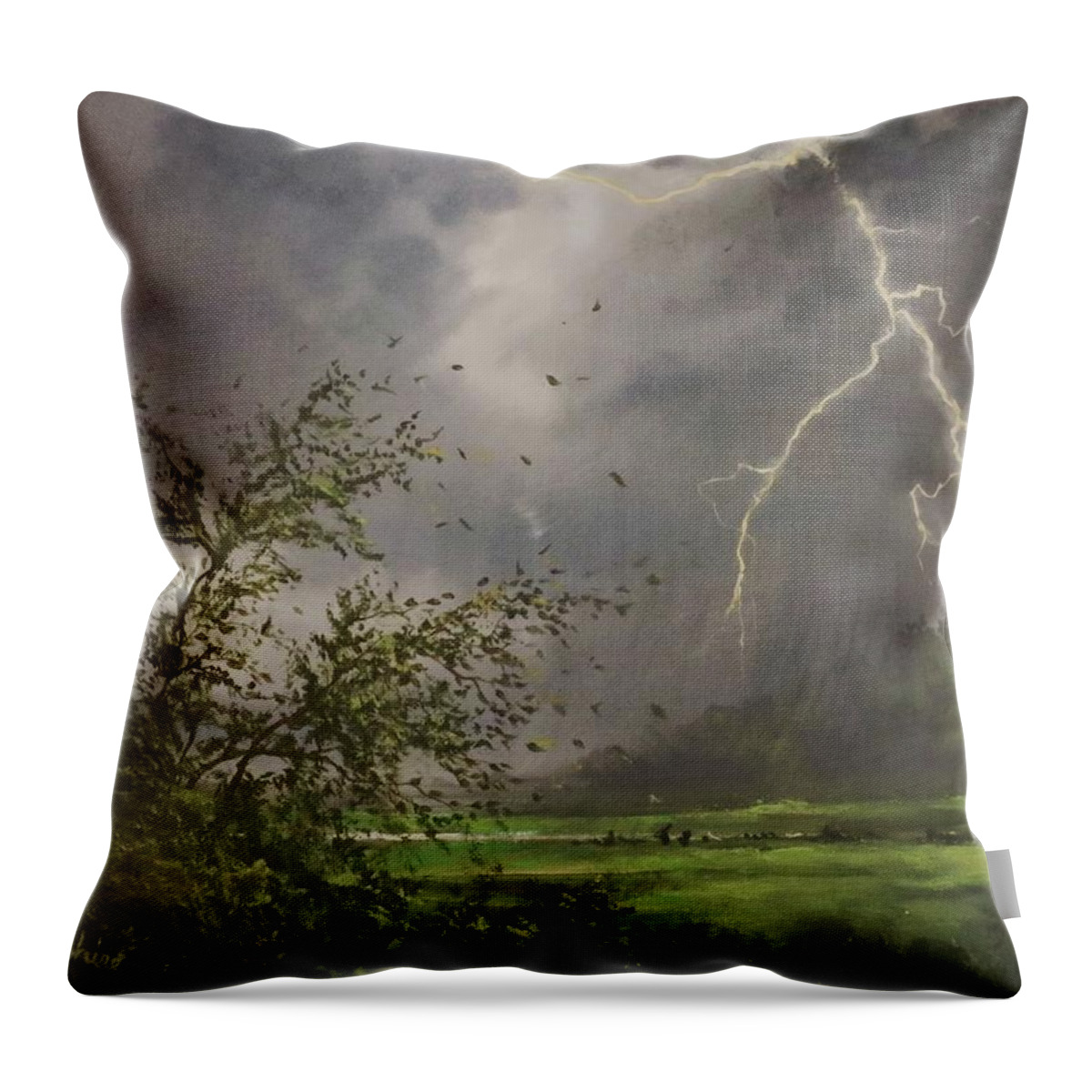 Storm Throw Pillow featuring the painting April Storm by Tom Shropshire