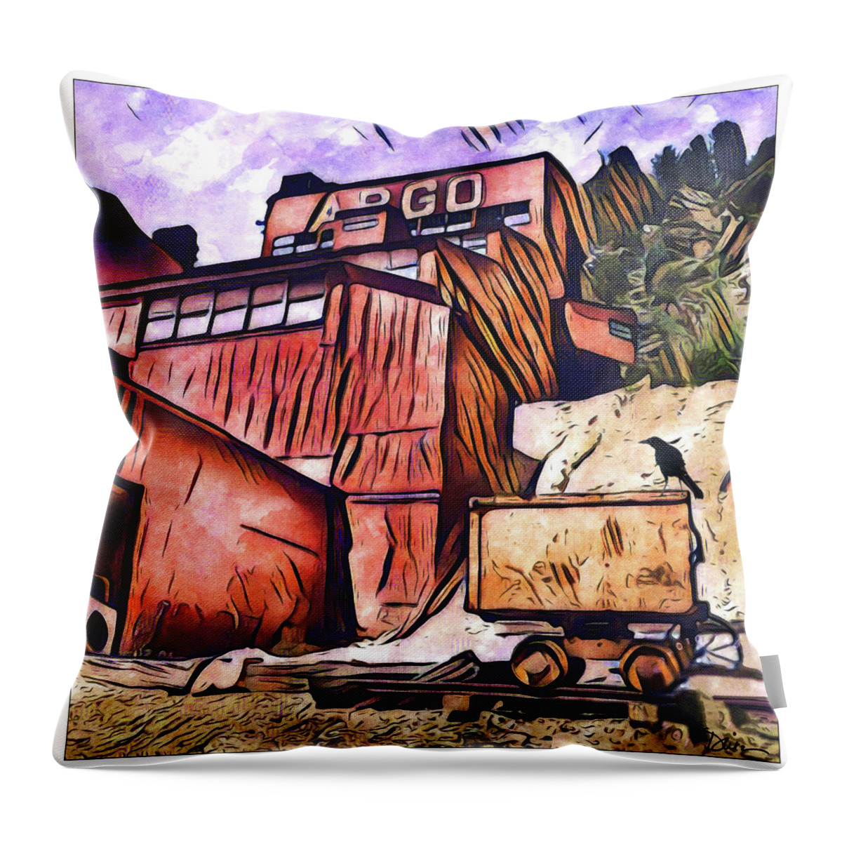 Gold Mine Throw Pillow featuring the photograph Argo Mine in Idaho Springs Colorado by Peggy Dietz