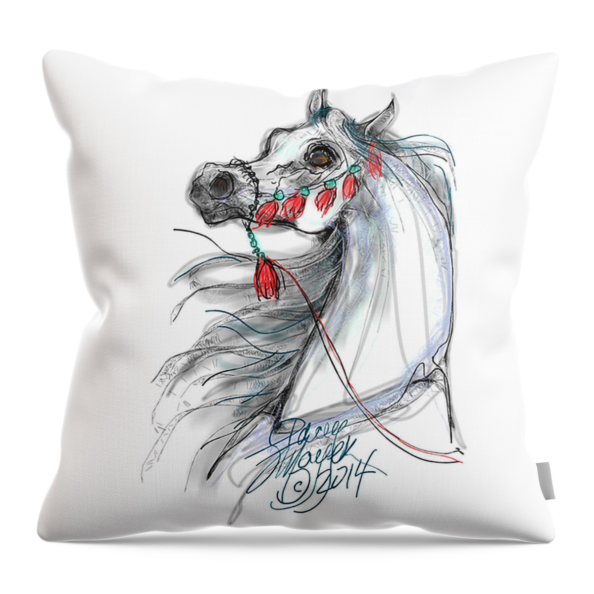 Arabian Mare Throw Pillow featuring the digital art Always Equestrian by Stacey Mayer