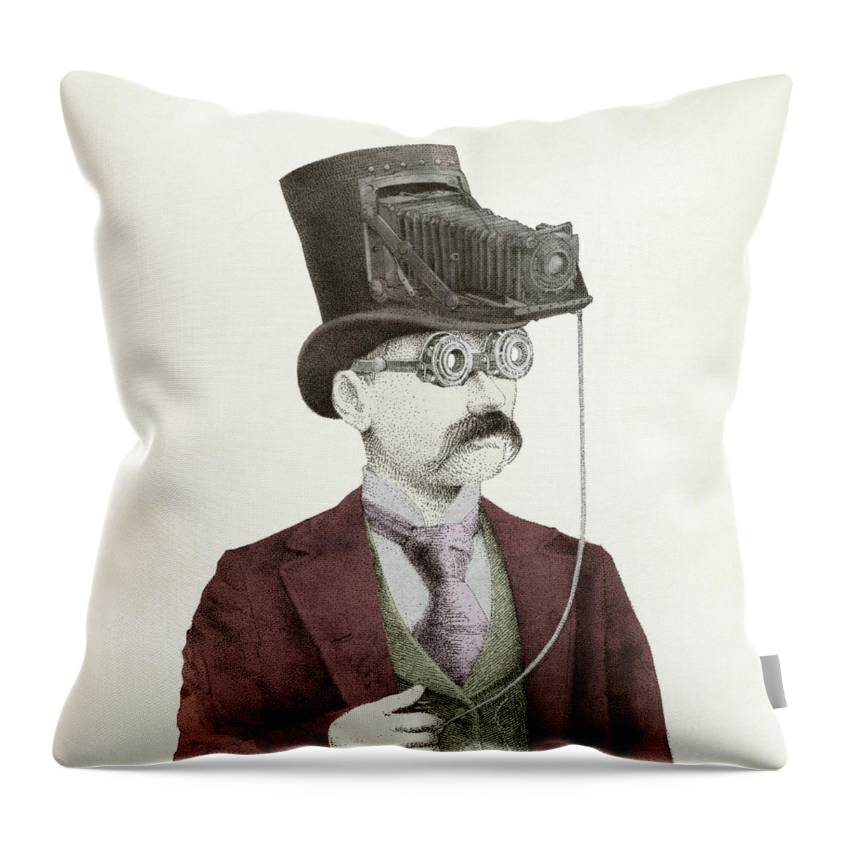 Photography Throw Pillow featuring the drawing The Photographer by Eric Fan