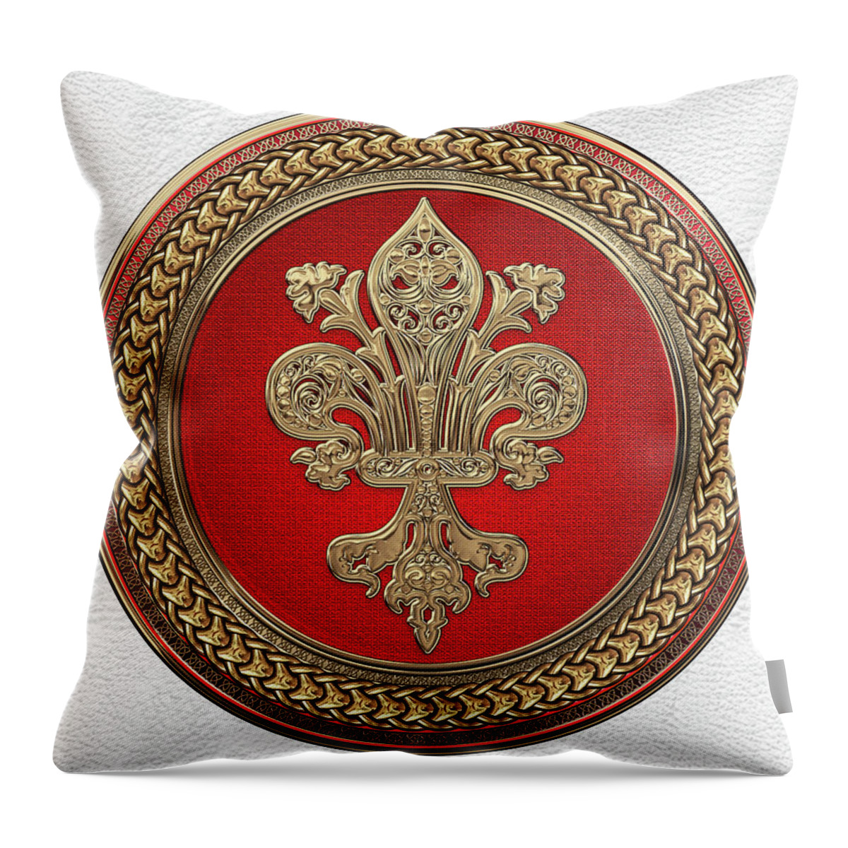 Silver Filigree Fleur-de-Lis on Silver and Black Medallion over Red Leather  Metal Print by Serge Averbukh - Pixels Merch