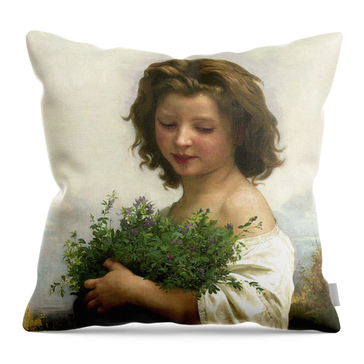Little Esmeralda Throw Pillow featuring the painting Little Esmeralda by Rolando Burbon