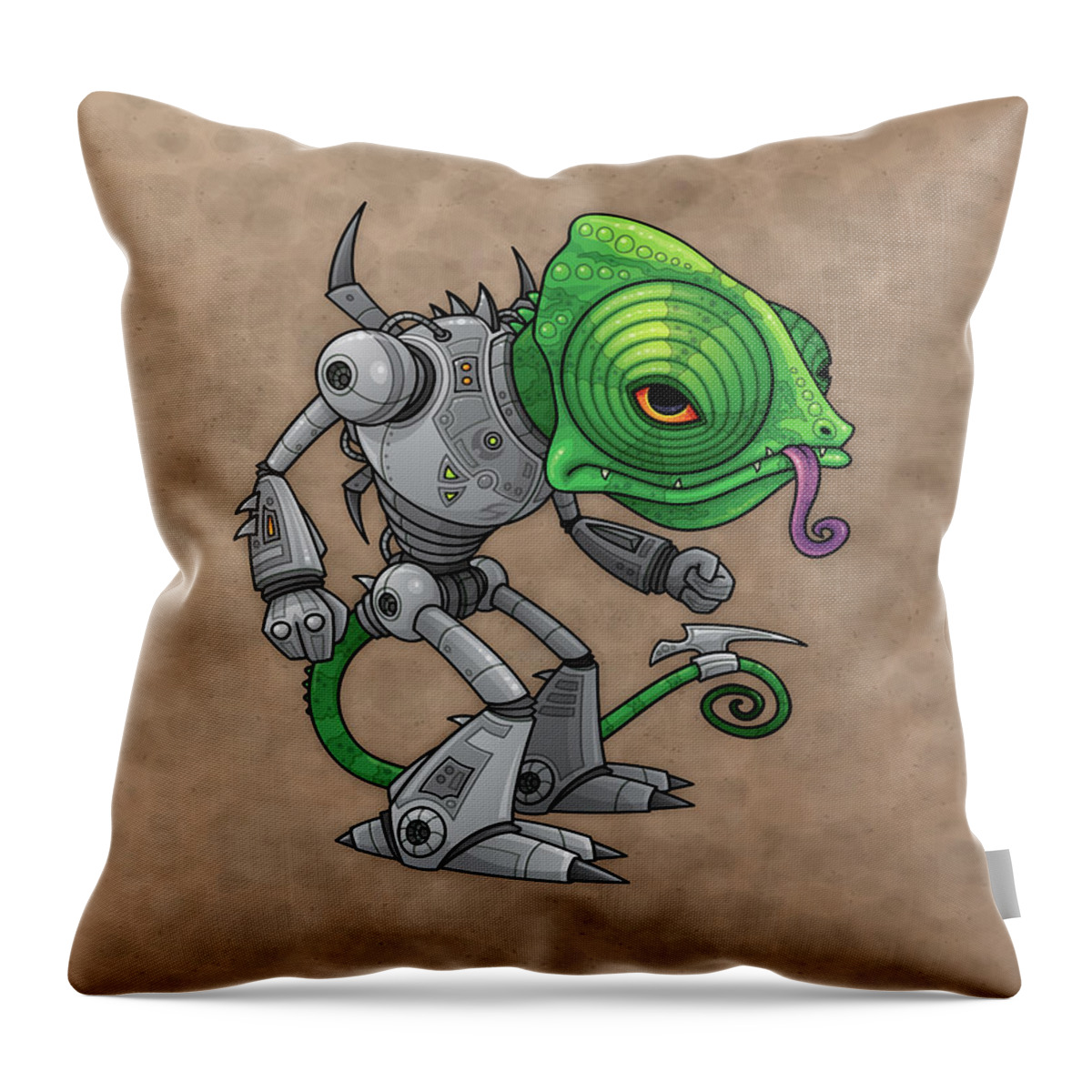 Lizard Throw Pillow featuring the digital art Chameleozoid by John Schwegel
