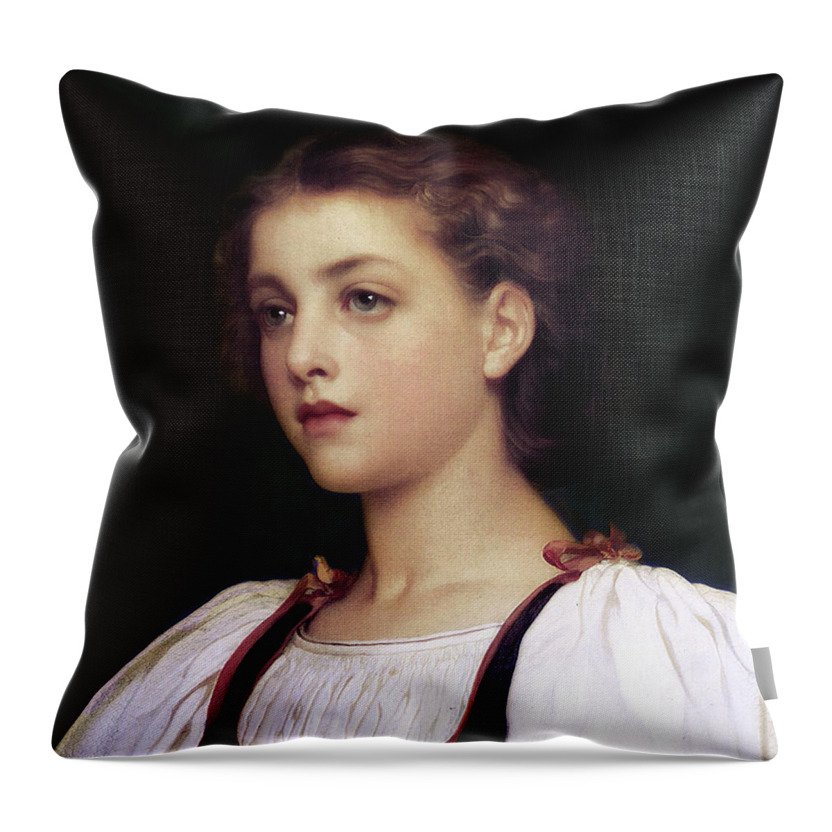 Biondina Throw Pillow featuring the digital art Biondina by Lord Frederic Leighton by Rolando Burbon