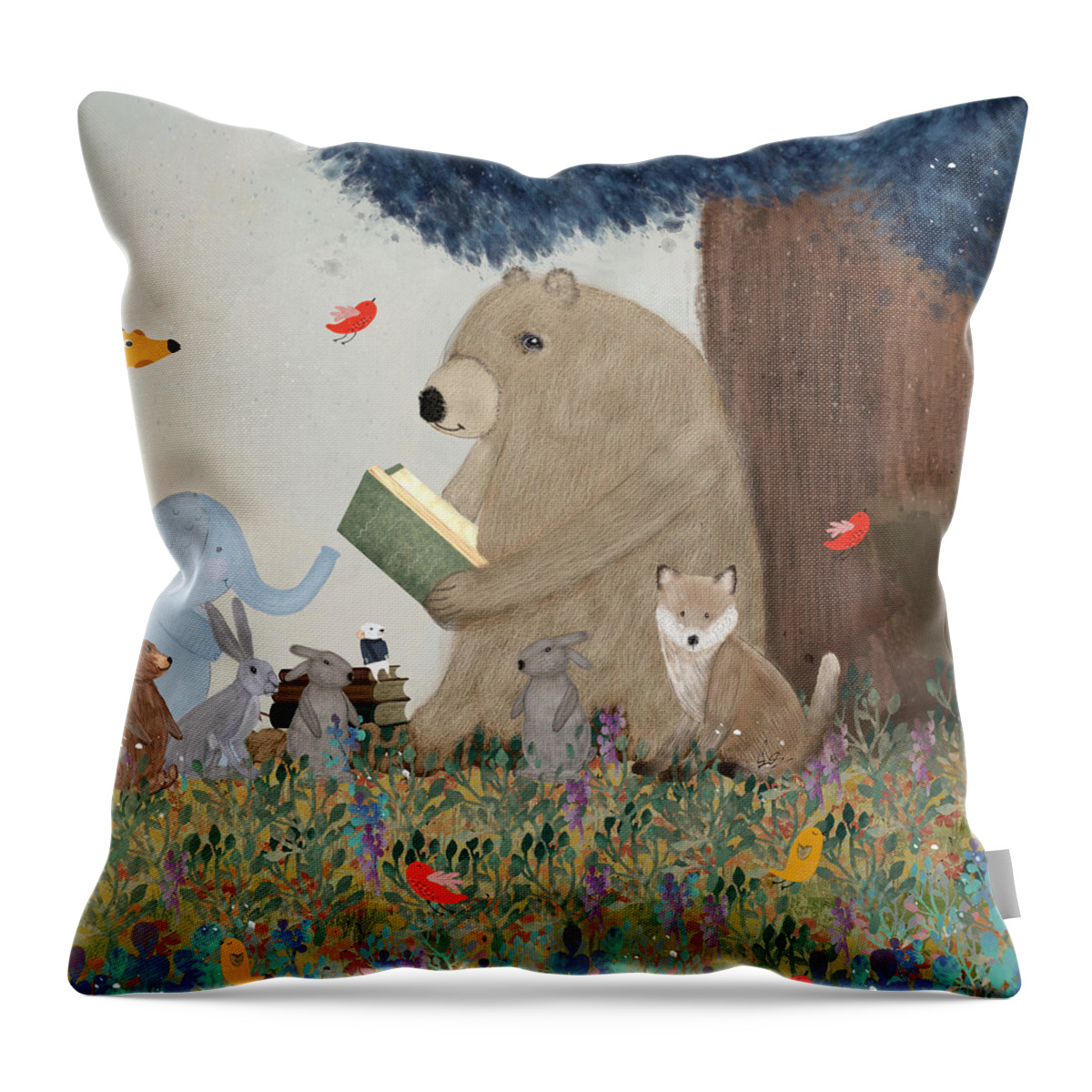 Nursery Art Throw Pillow featuring the painting Once Upon A Time by Bri Buckley