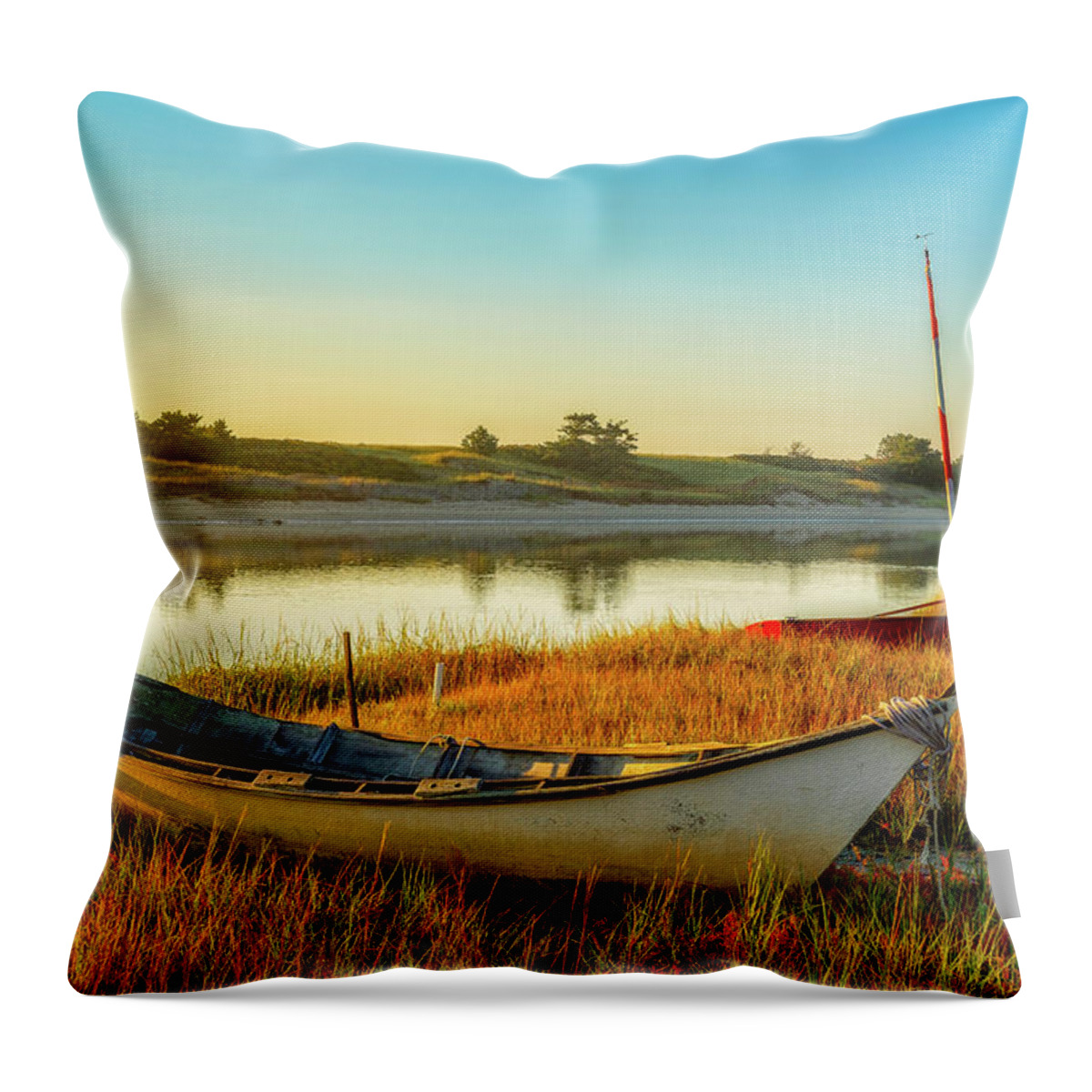 Abandoned Throw Pillow featuring the photograph Boats In The Marsh Grass, Ogunquit River by Jeff Sinon