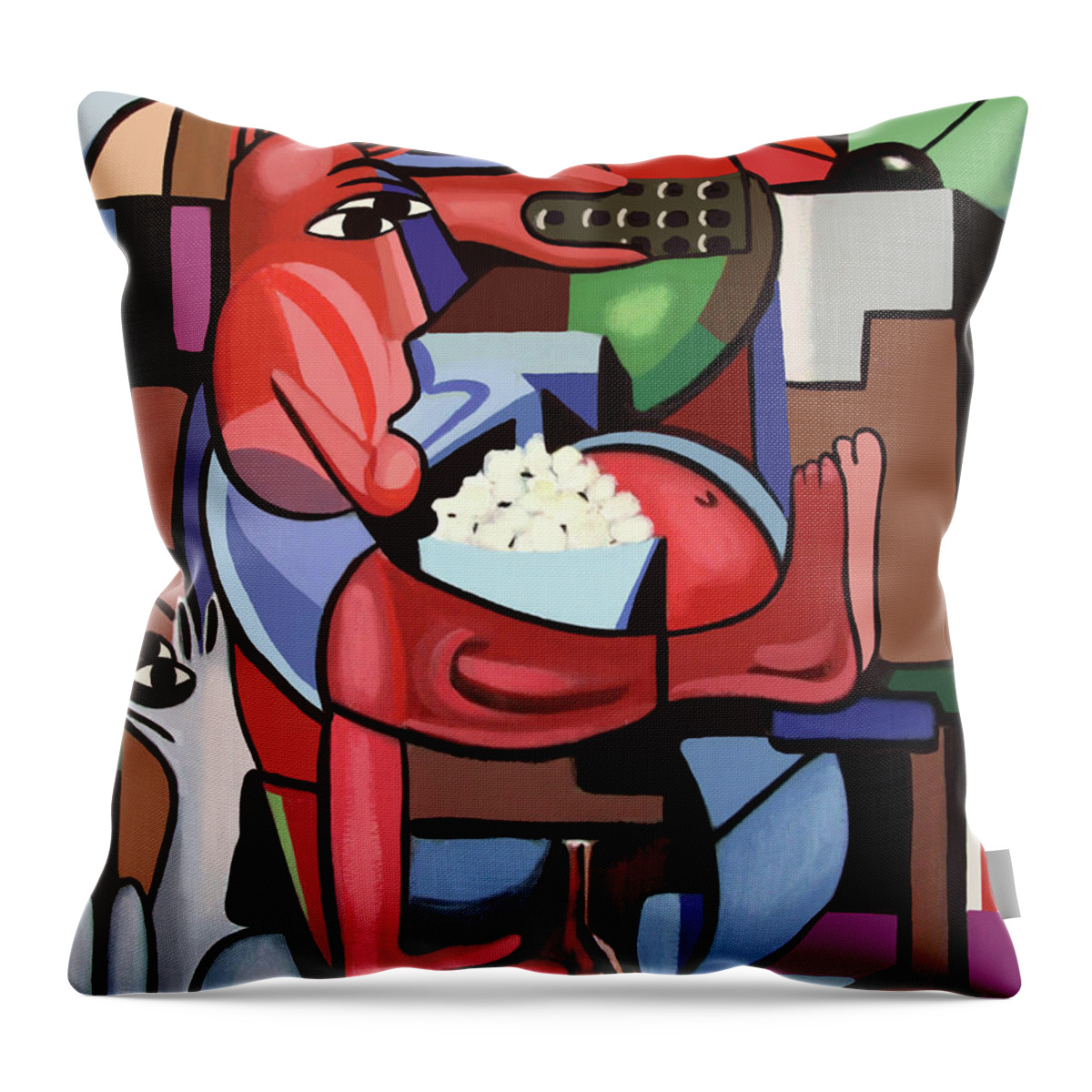 Cubism Throw Pillow featuring the painting Assuming The Position by Anthony Falbo