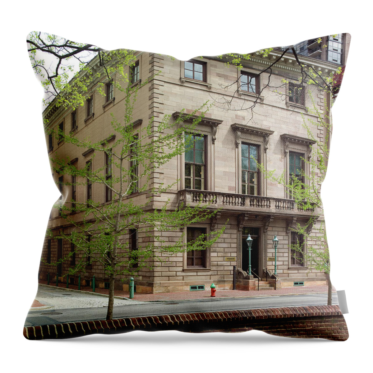 Athenaeum Of Philadelphia Throw Pillow featuring the photograph Athenaeum Exterior by Tom Crane