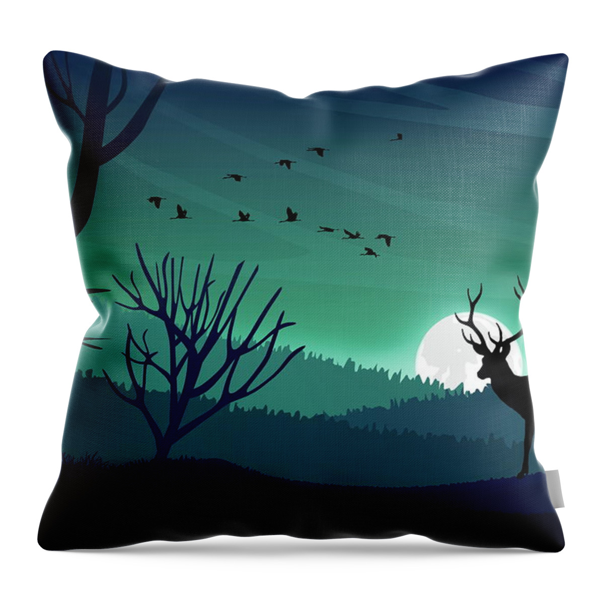 Aurora Throw Pillow featuring the photograph Aurora Borealis Sky and Wildlife by Andrea Kollo