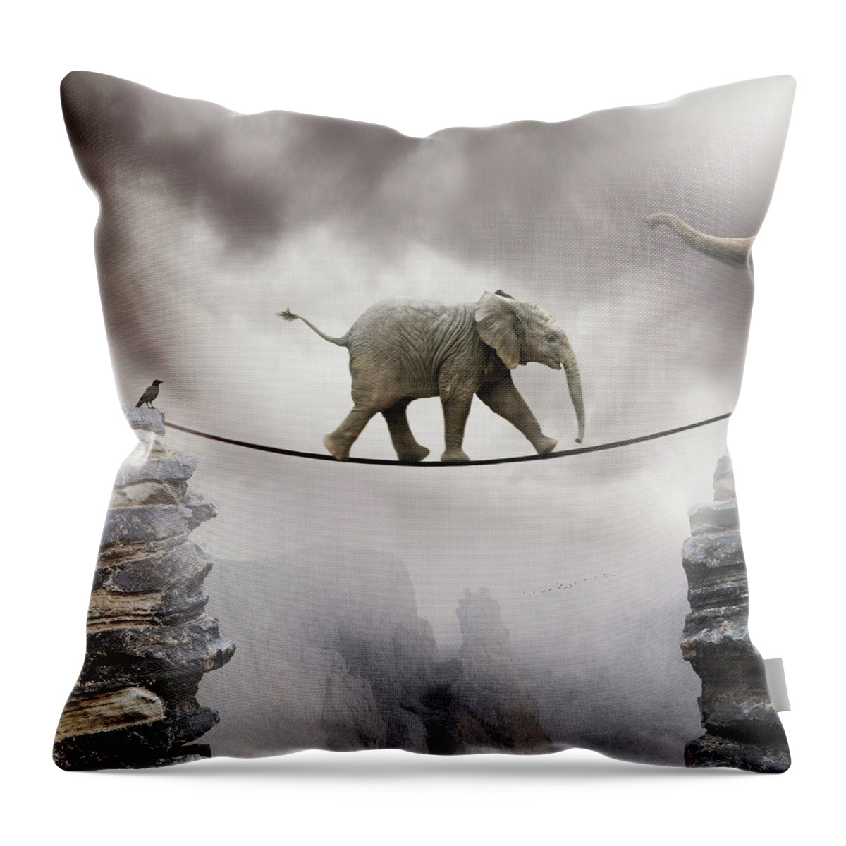 Animal Themes Throw Pillow featuring the photograph Baby Elephant by By Sigi Kolbe
