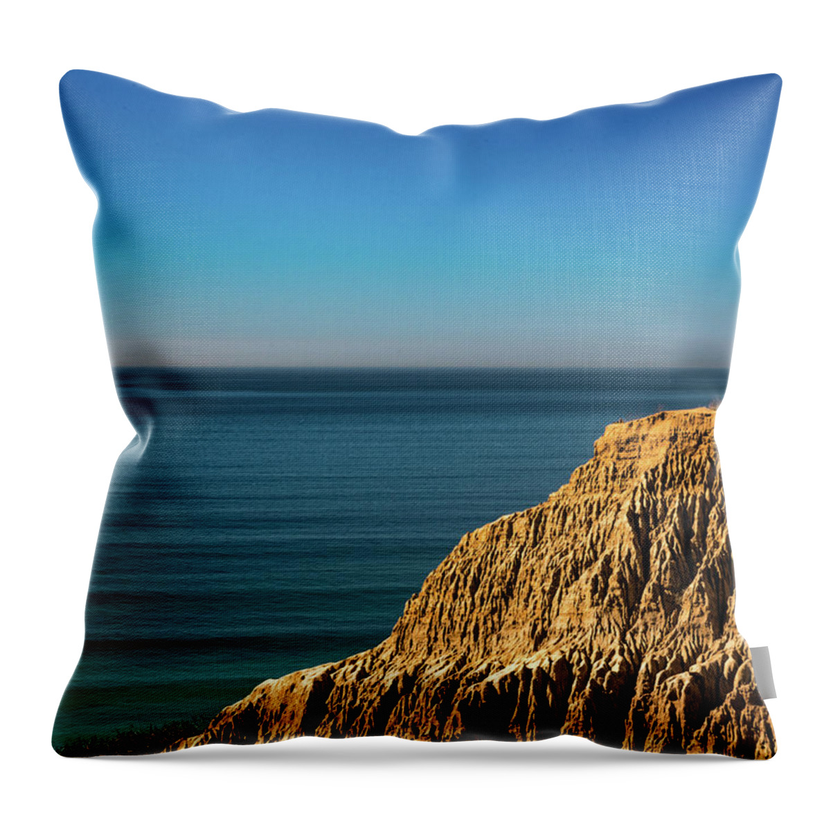 Cliffs Throw Pillow featuring the photograph Land, Sea, and Sky by Local Snaps Photography