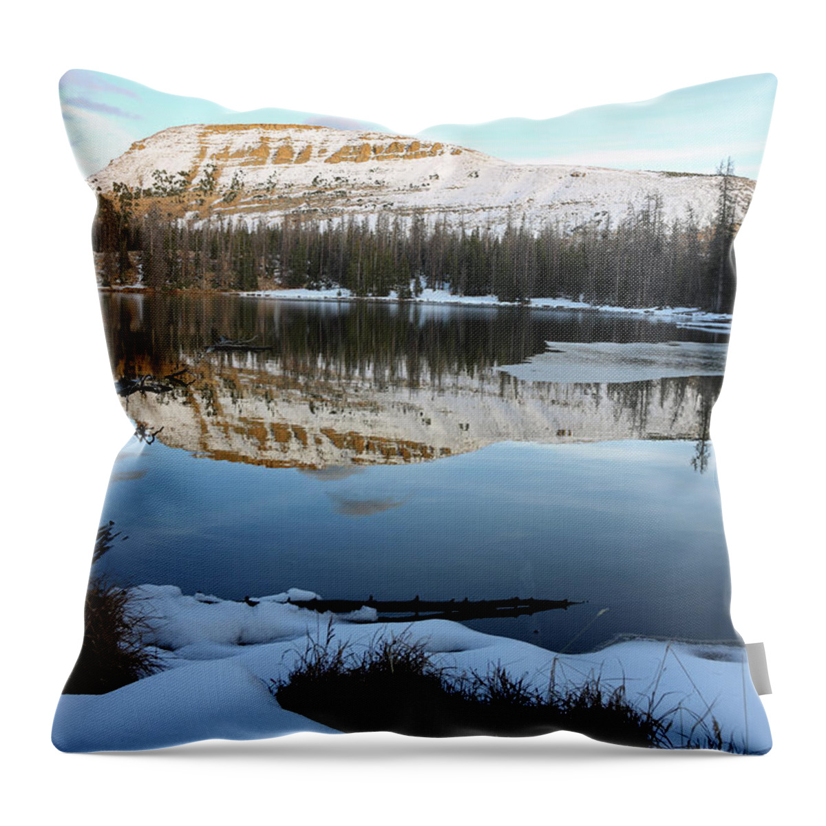 Utah Throw Pillow featuring the photograph Bald Mountain Sunset on Clegg Lake - Uinta Mountains, Utah by Brett Pelletier