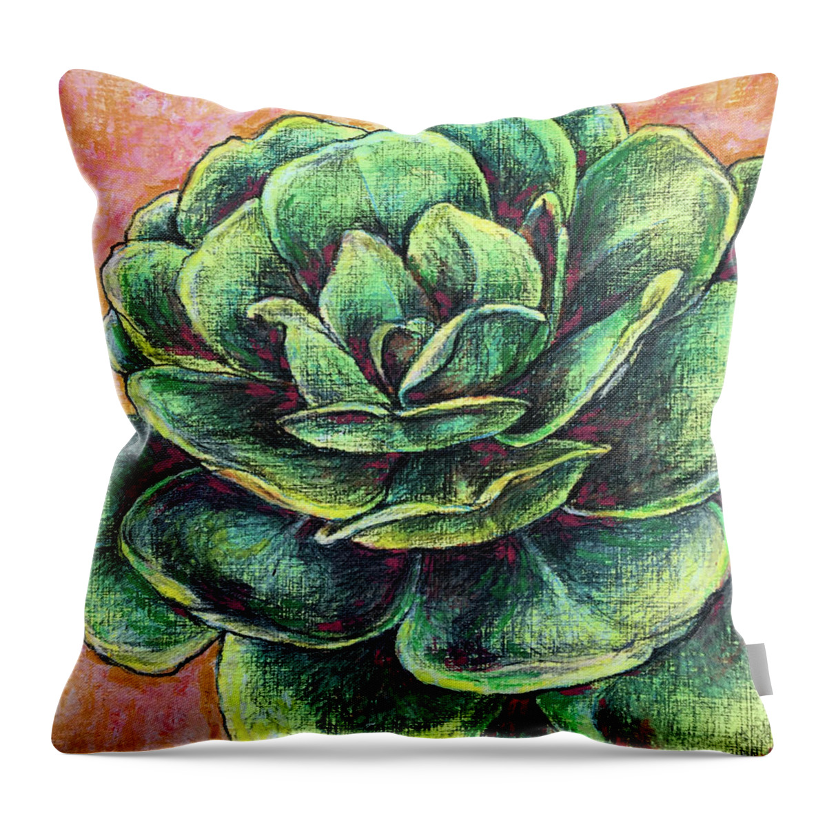 Green Throw Pillow featuring the pastel Barbados Green by AnneMarie Welsh