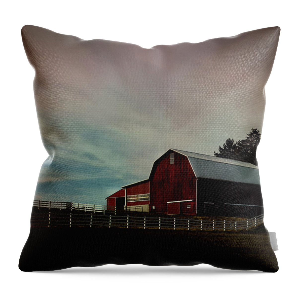 Barn Throw Pillow featuring the photograph Barn Sunrise by Ann Bridges