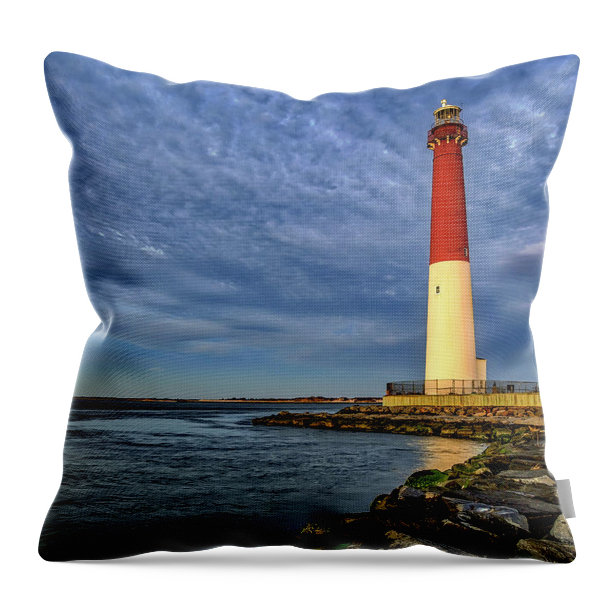 Barnegat Light Throw Pillow featuring the photograph Barnegat Lighthouse Afternoon by Susan Candelario