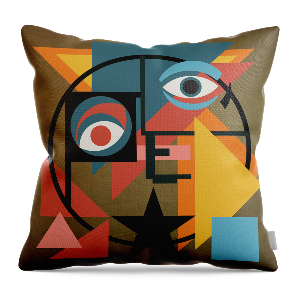 Bowie Throw Pillow featuring the mixed media Bauhaus Pop by Big Fat Arts