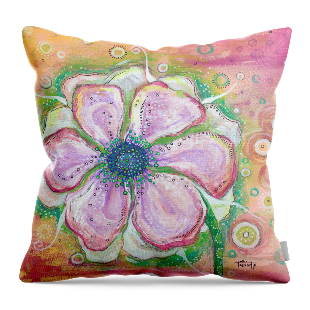 Flower Painting Throw Pillow featuring the painting Be Still My Heart by Tanielle Childers