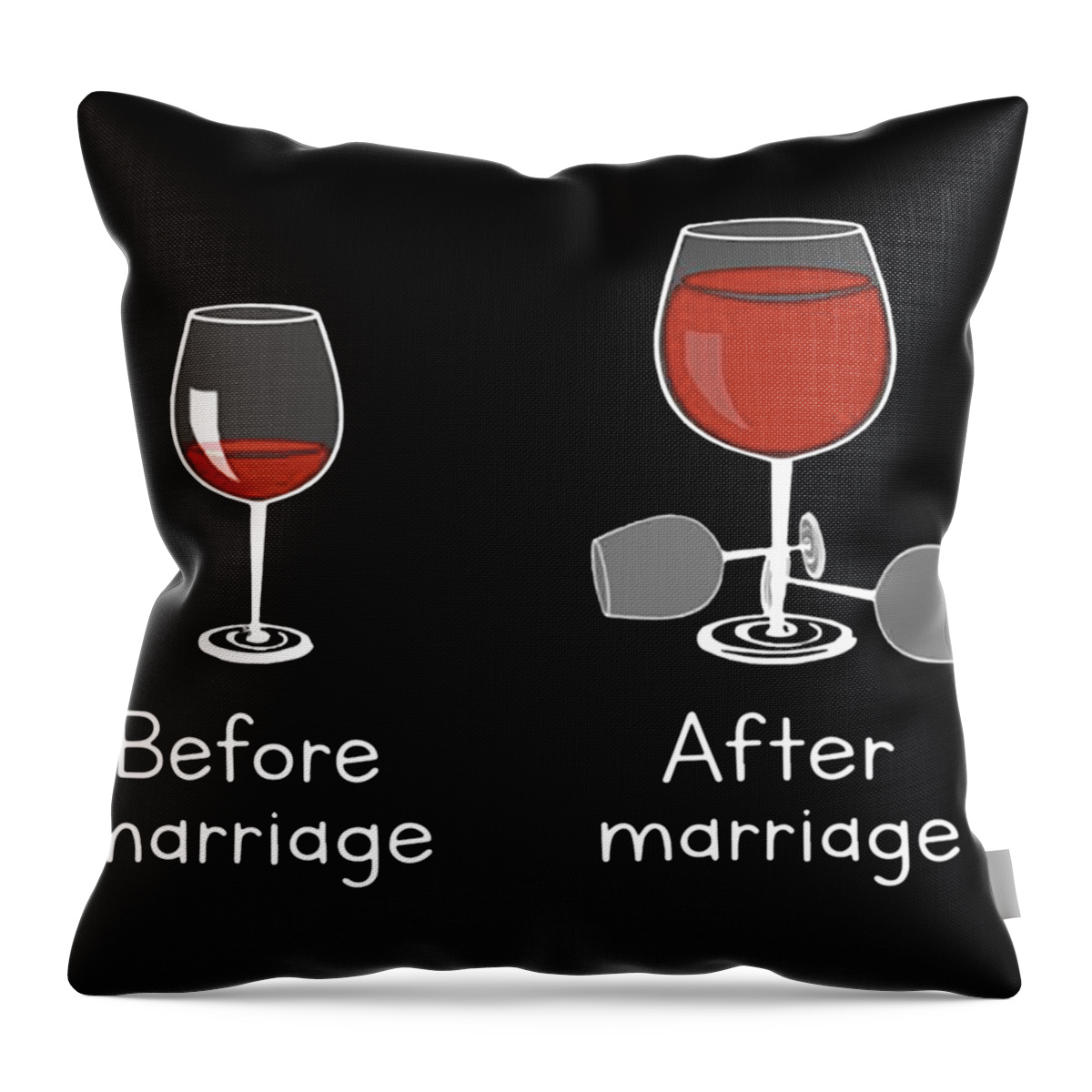 Before Marriage After Marriage Happy Funny Love Heart Drink Wine Throw  Pillow by Benjamin Froude - Pixels