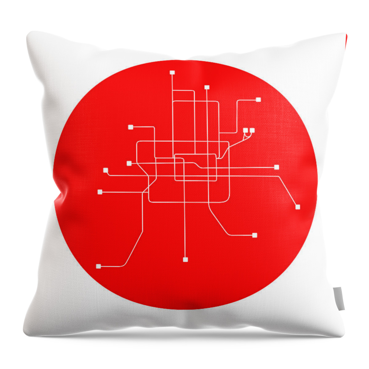 Beijing Throw Pillow featuring the digital art Beijing Red Subway Map by Naxart Studio