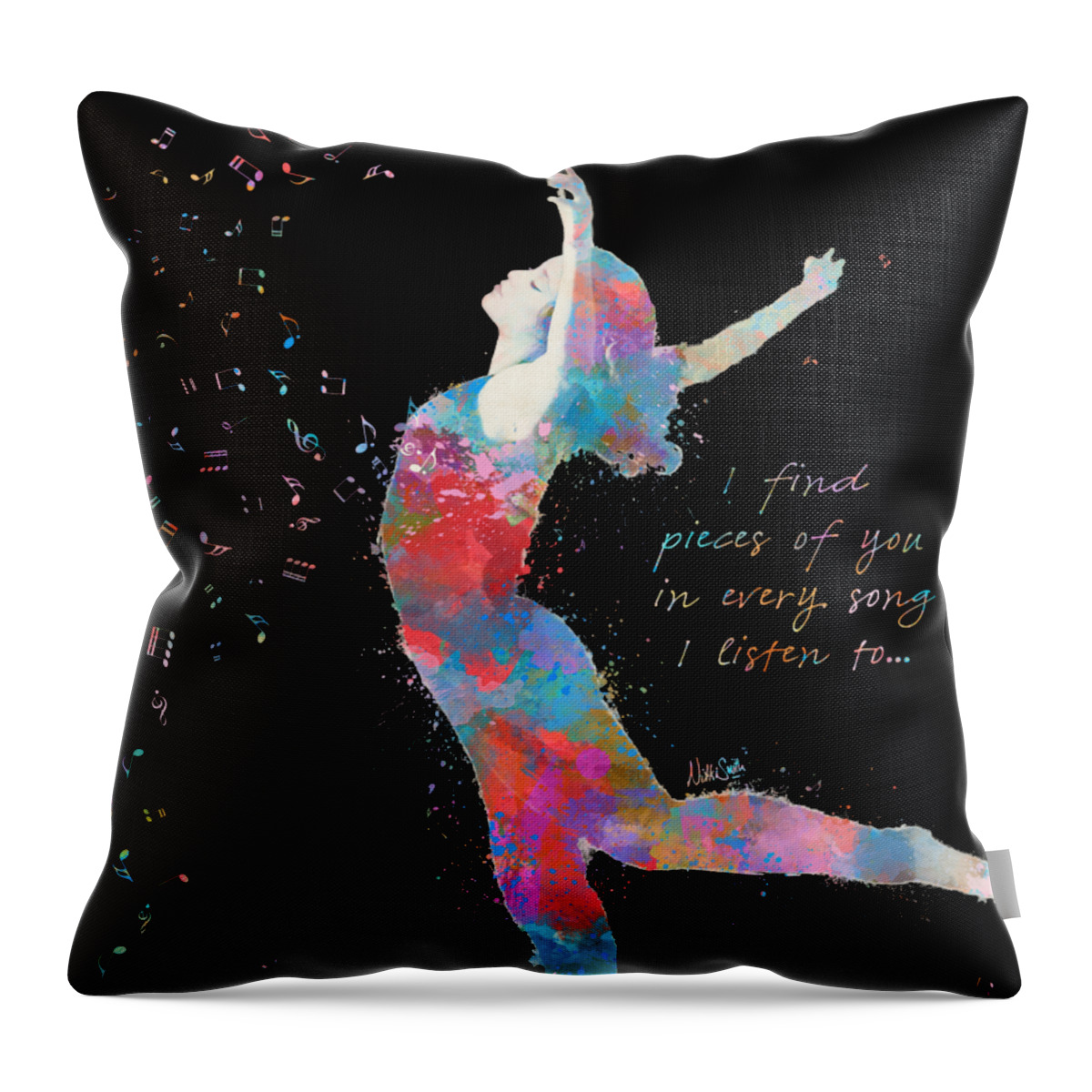 Music Throw Pillow featuring the digital art Beloved Deanna on Dark by Nikki Marie Smith