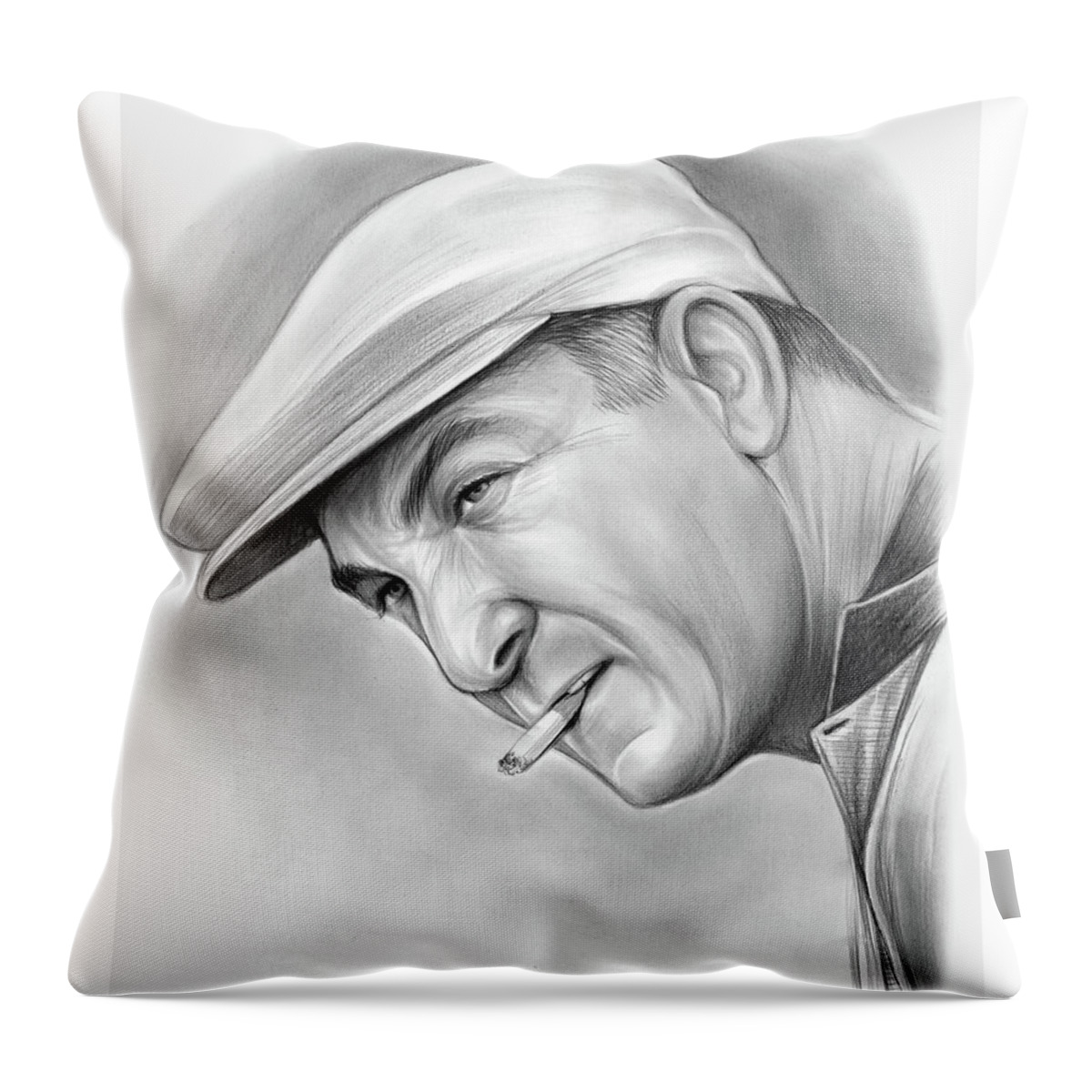 Ben Hogan Throw Pillow featuring the drawing Ben Hogan by Greg Joens