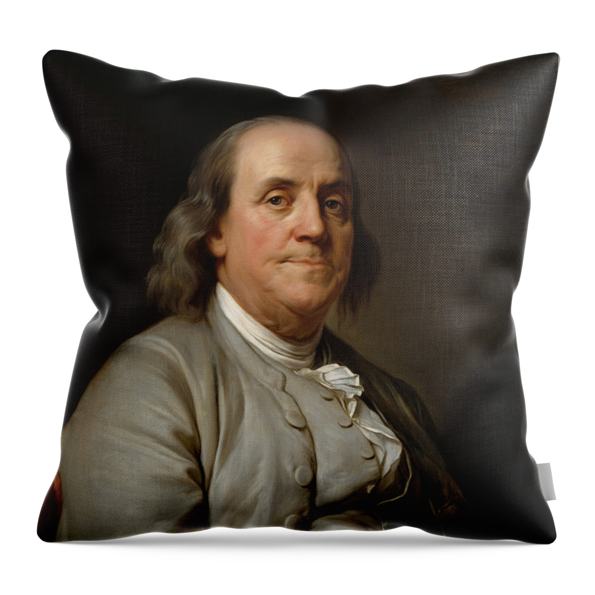 Benjamin Franklin Throw Pillow featuring the painting Benjamin Franklin Painting - Joseph Duplessis by War Is Hell Store