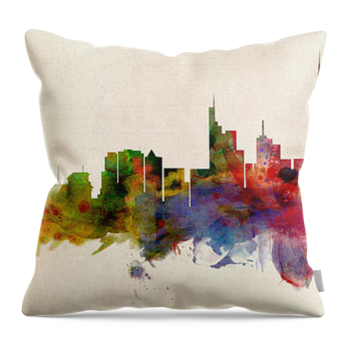 Berlin Throw Pillow featuring the digital art Berlin Germany Skyline Panoramic by Michael Tompsett