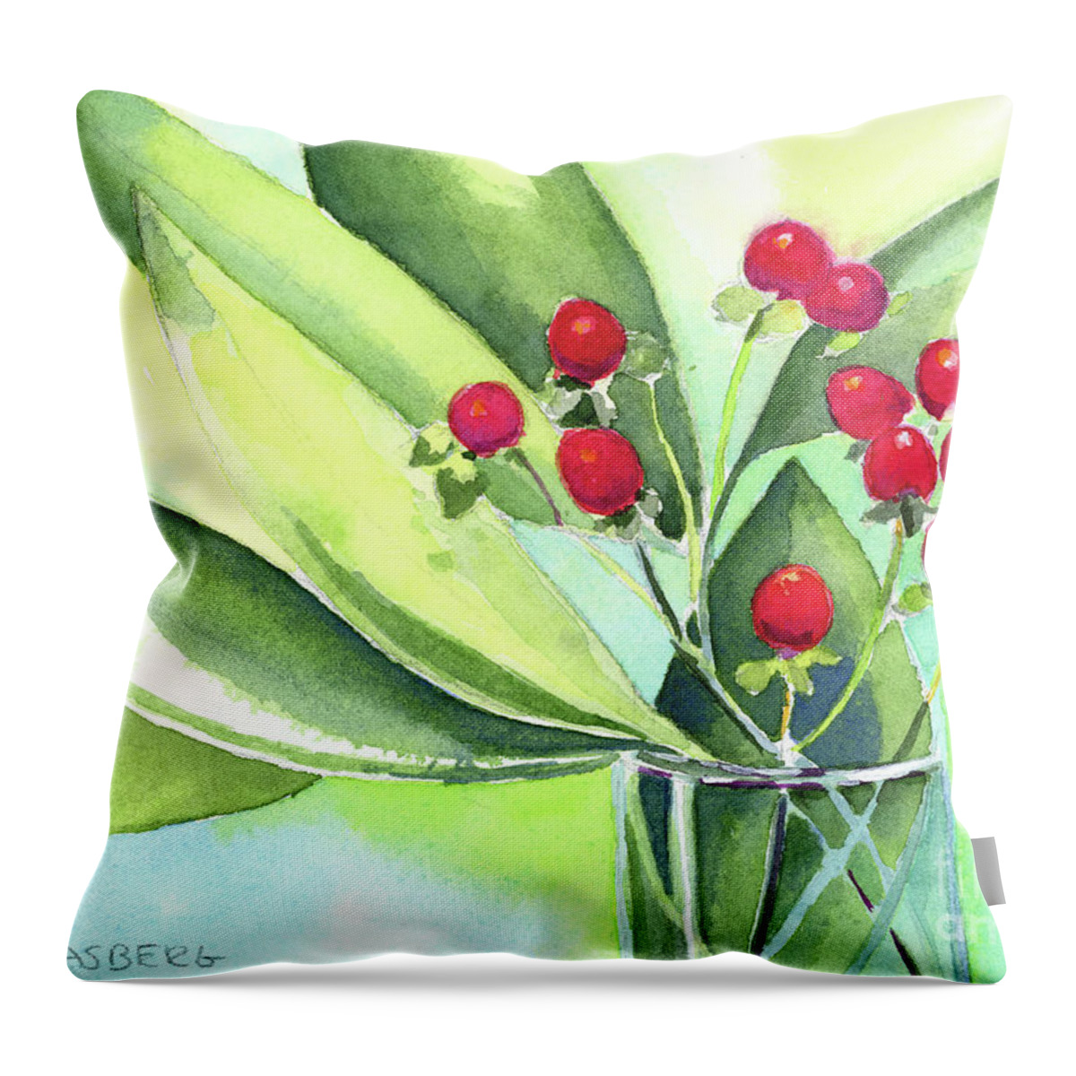 Face Mask Throw Pillow featuring the painting Berry Good by Lois Blasberg