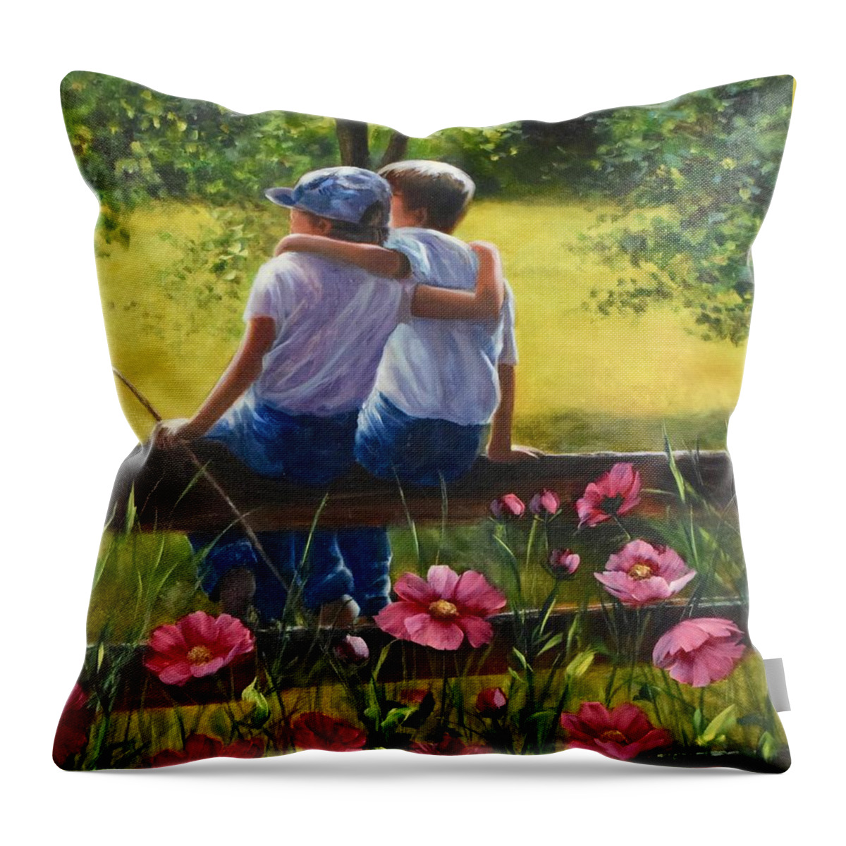 Friends Throw Pillow featuring the painting Best Buddies by Lynne Pittard