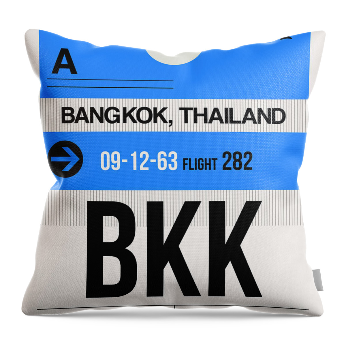 Vacation Throw Pillow featuring the digital art BKK Bangkok Luggage Tag II by Naxart Studio
