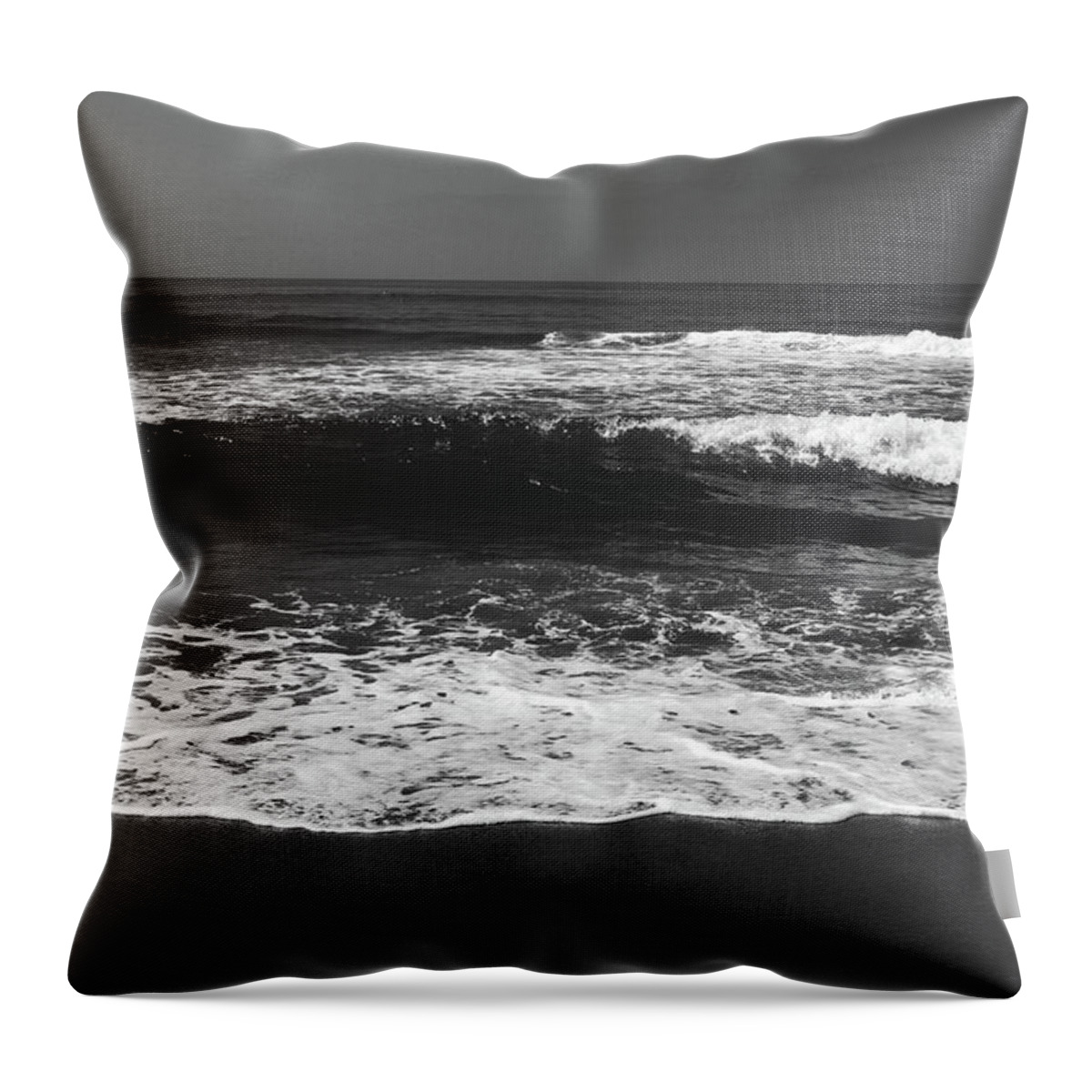 Beach Throw Pillow featuring the photograph Black and White Beach 1- Art by Linda Woods by Linda Woods
