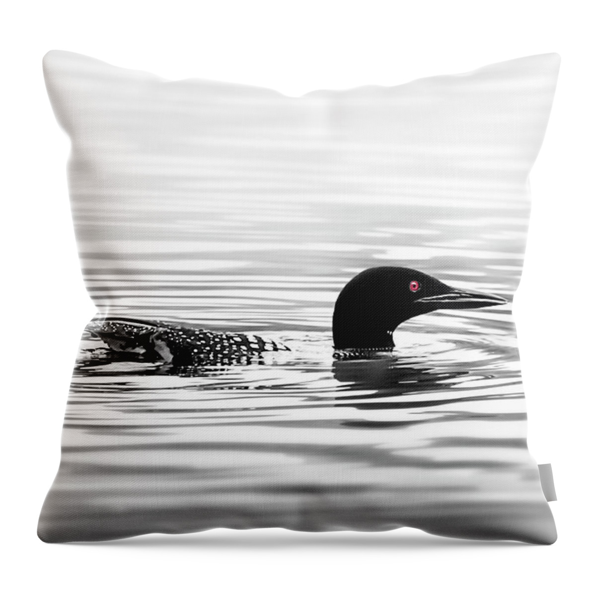 Loon Throw Pillow featuring the photograph Black And White Loon by Christina Rollo