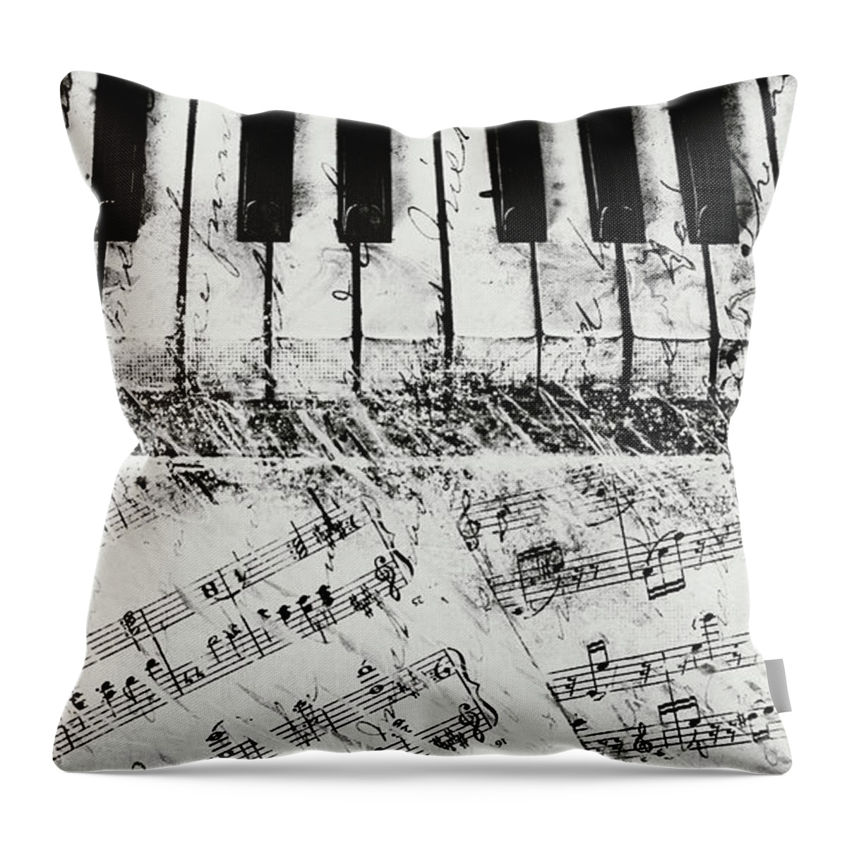 Piano Throw Pillow featuring the painting Black and White Piano Keys by Dan Meneely