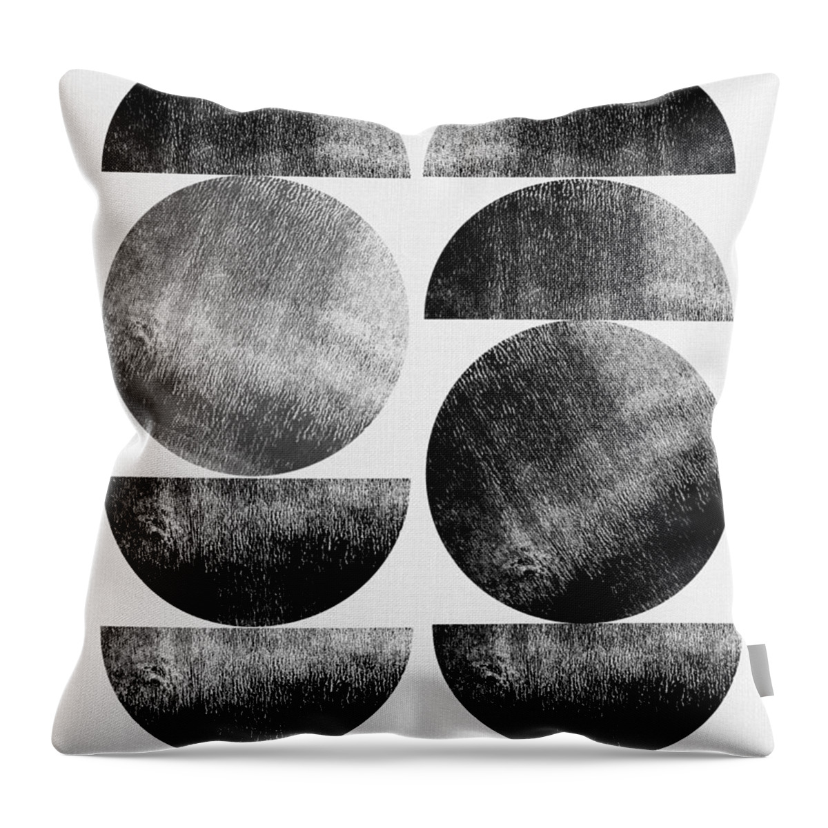 Black And White Throw Pillow featuring the mixed media Black Circle and Half Circles by Naxart Studio