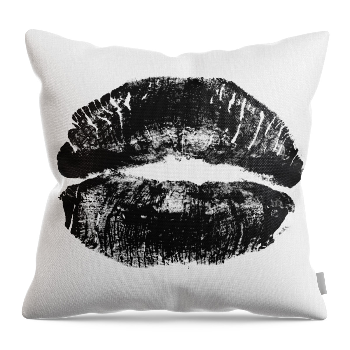 Black And White Throw Pillow featuring the mixed media Black Lips Print by Naxart Studio