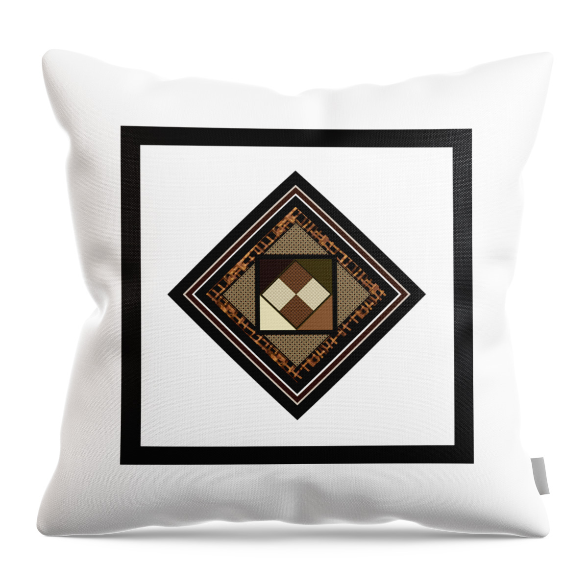 Multiple Throw Pillow featuring the digital art Black Tan Multiple Framed Fabric Motif for Pillows. by Delynn Addams