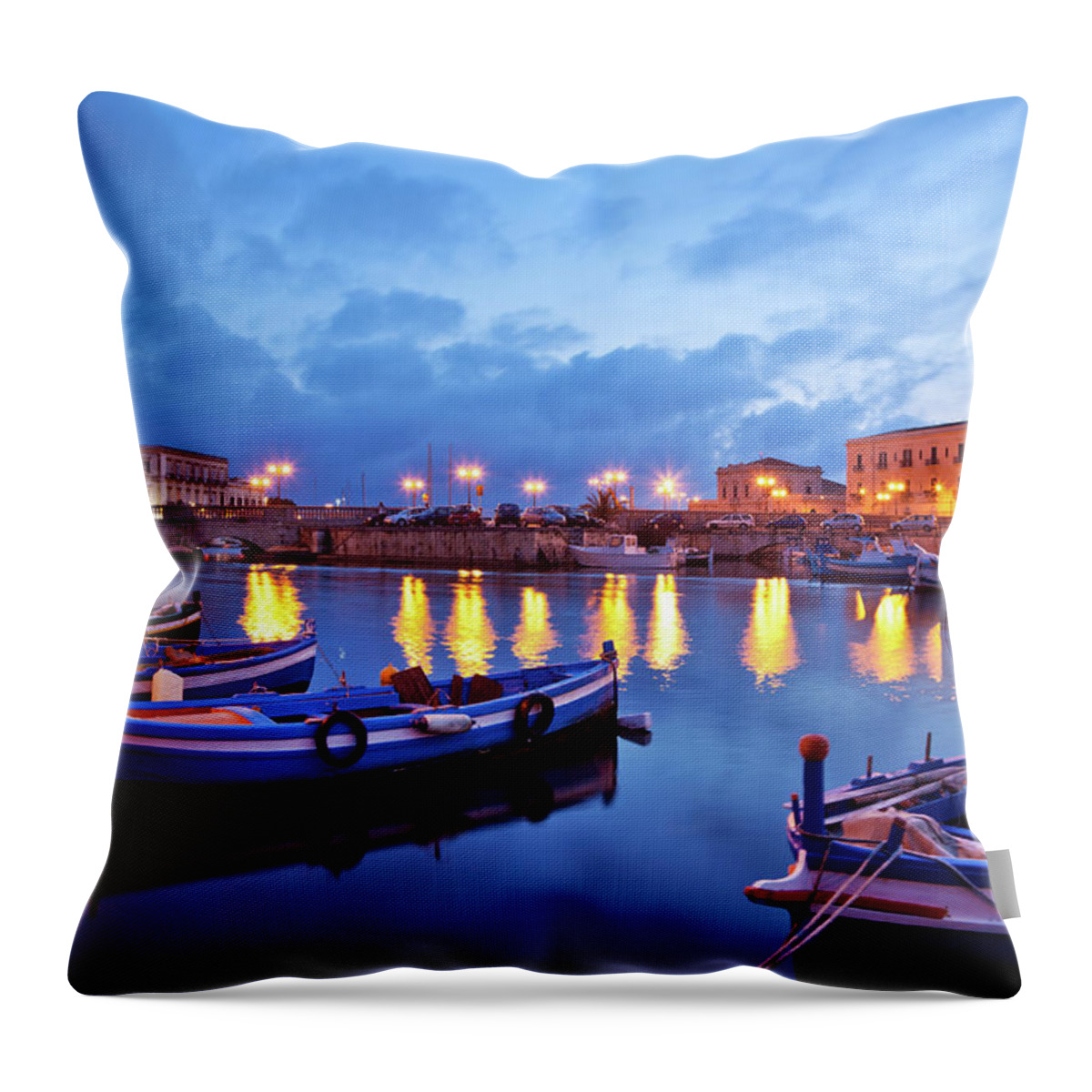 Sicily Throw Pillow featuring the photograph Boats In Sicily, Italy by Nikada