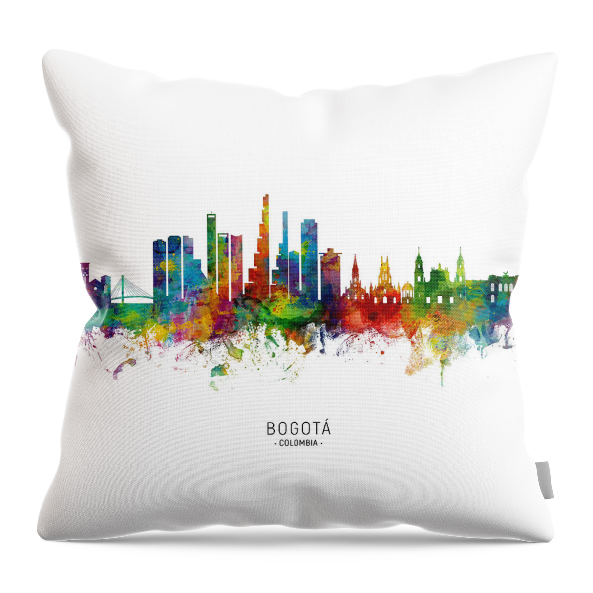 Bogotá Throw Pillow featuring the digital art Bogota Colombia Skyline by Michael Tompsett