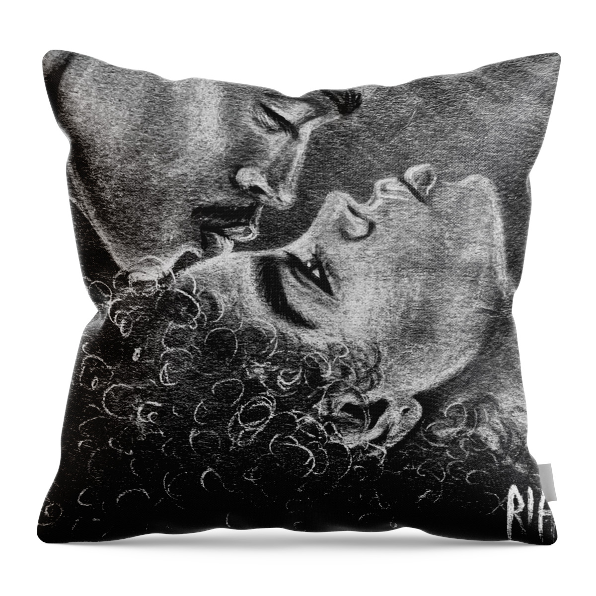 Marriage Throw Pillow featuring the drawing Bone of my Bone by Artist RiA