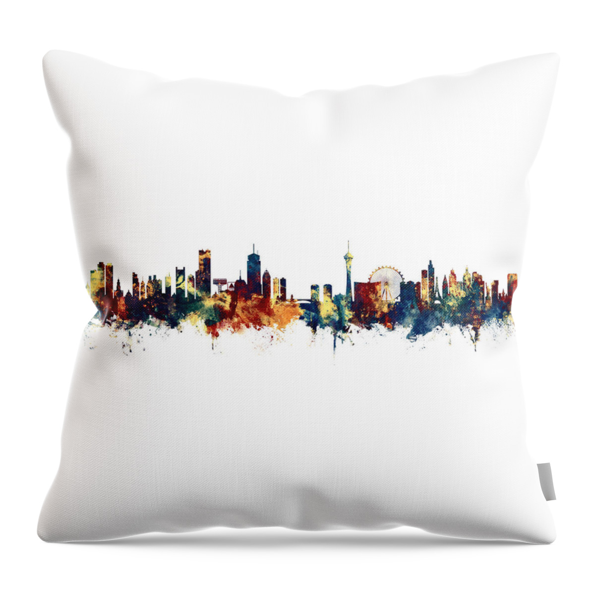 Boston Throw Pillow featuring the digital art Boston and Las Vegas Skylines Mashup by Michael Tompsett