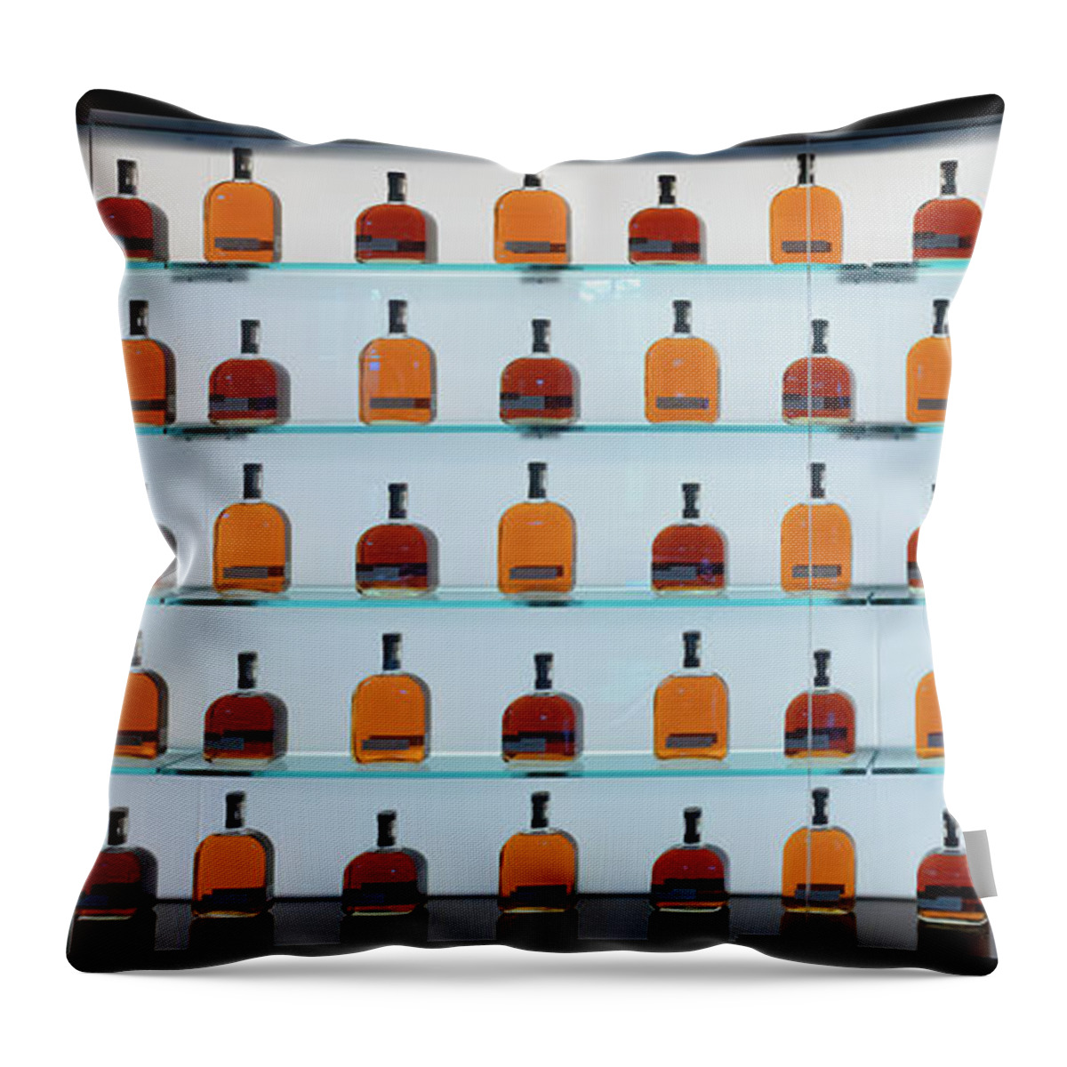 Woodford Reserve Throw Pillow featuring the photograph Bourbon Bottles by Susan Rissi Tregoning