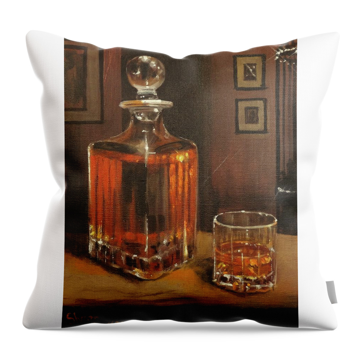 Bourbon Throw Pillow featuring the painting Bourbon Break by Tom Shropshire